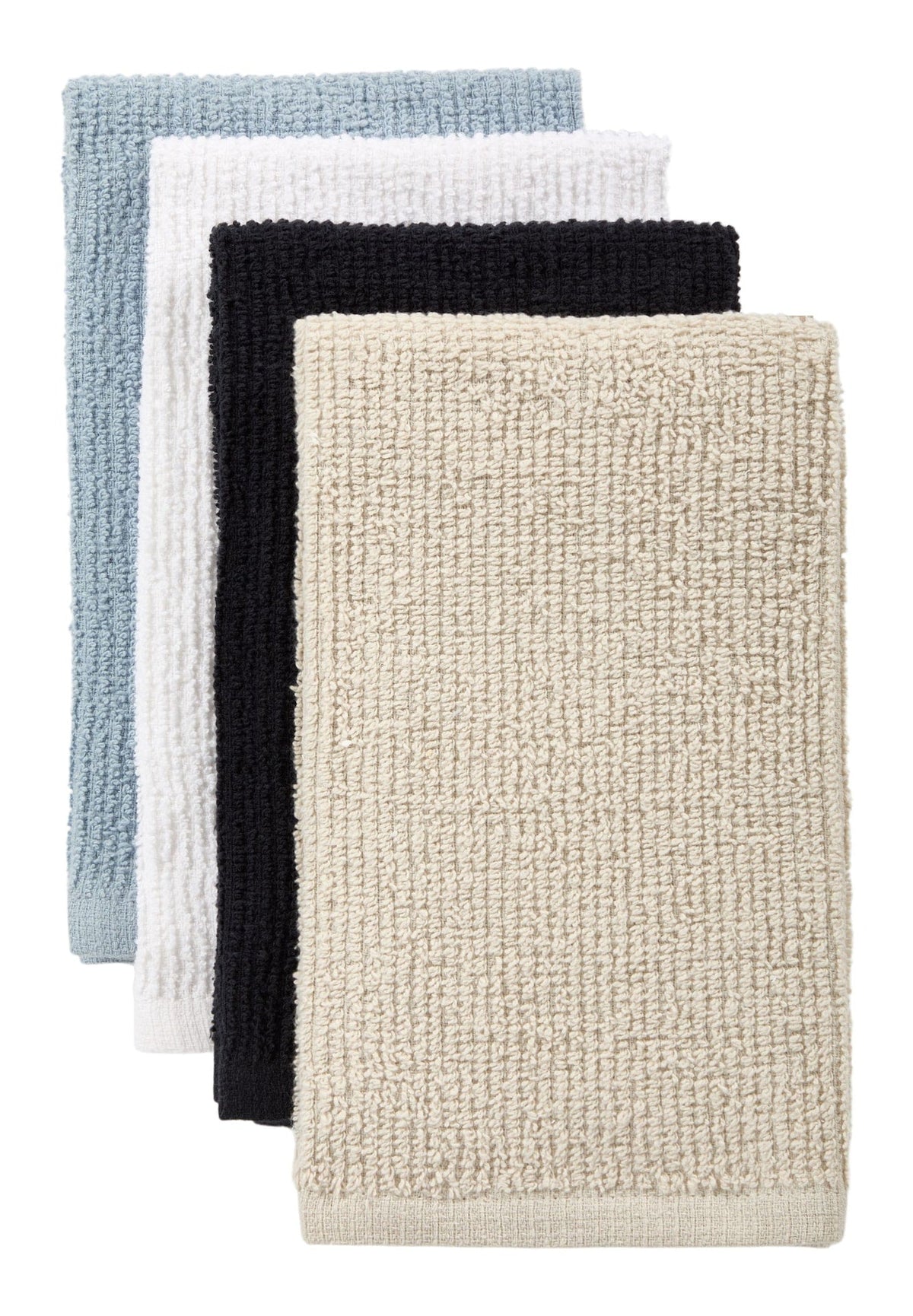 Bar Mop Kitchen Towels, Black, Grey, Blue & White, 16-in, 4-pk
