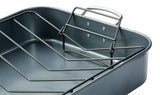 Heavy-Duty Grey Non-Stick Roaster with Handle and Rack, 17-in