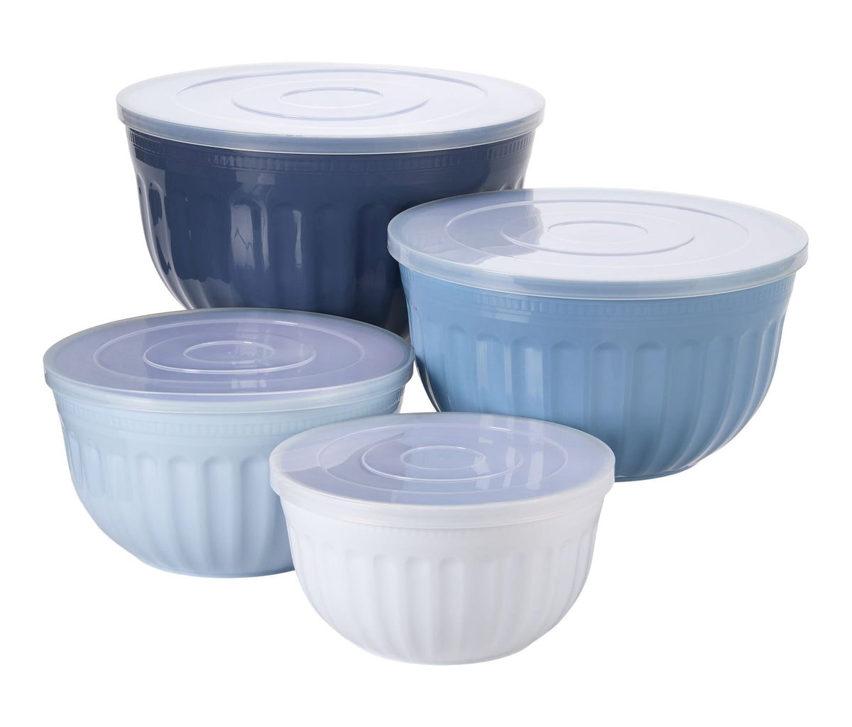 Nestable Navy Mixing Bowl Set with Lids, 8-pc