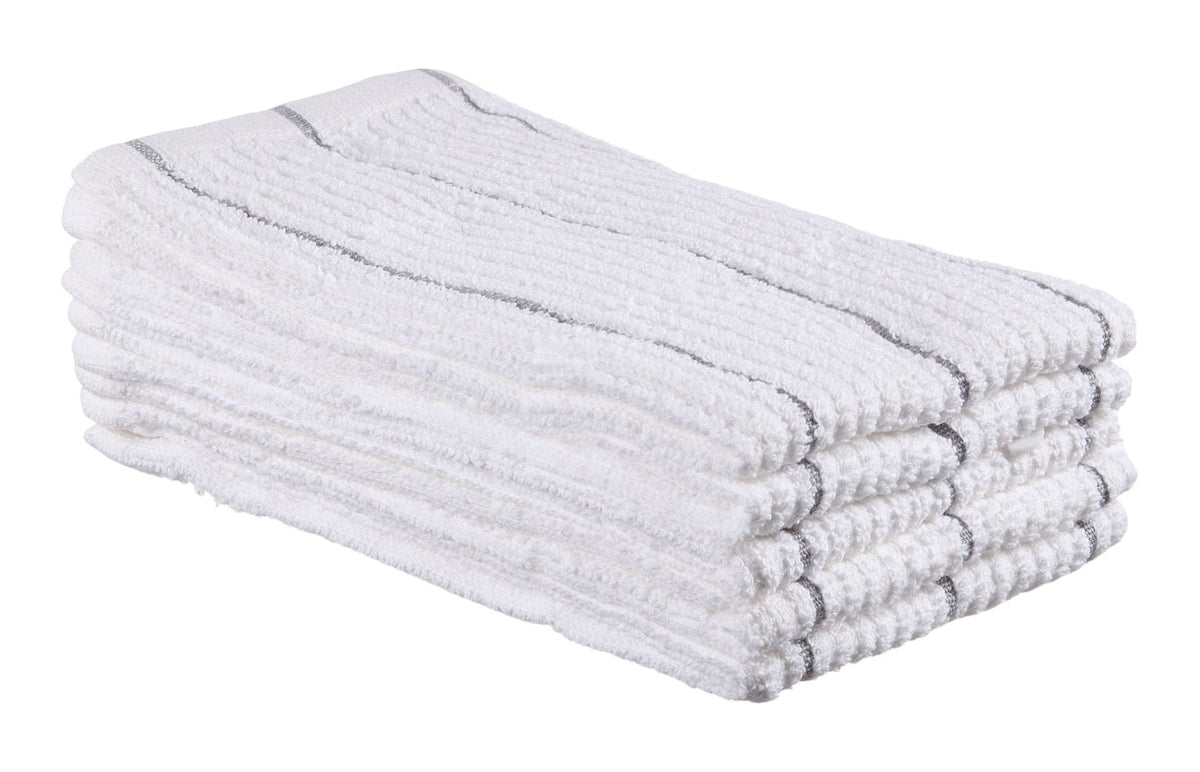 Ribbed Stripe Bar Mop Dish Cloths, Grey Stripes, 5-pk
