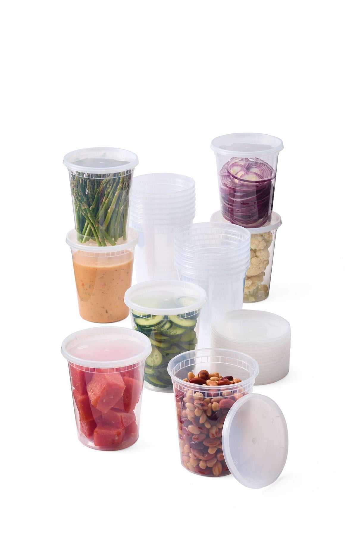 Round Plastic Deli-Style Food Storage Container Set, 32-oz, 40-pc