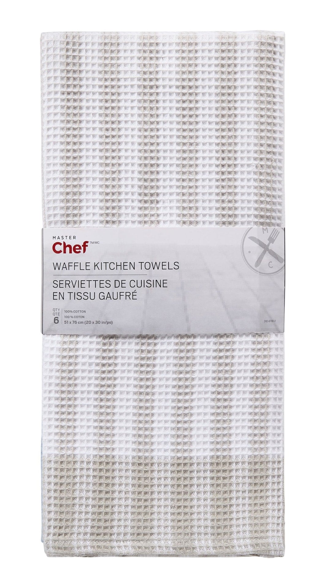 Waffle Checkered Cotton Kitchen Towels, Black/Grey/Blue, 20-in x 30-in, 6-pk