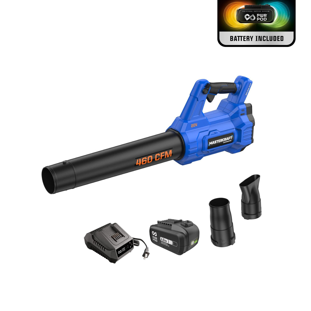 20V Cordless 460 CFM Brushless Leaf Blower Kit with 4 Ah Battery and Charger