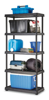 Adjustable 5-Shelf Resin/Plastic Storage Rack/Shelving Unit, 36 x 18 x 72-in