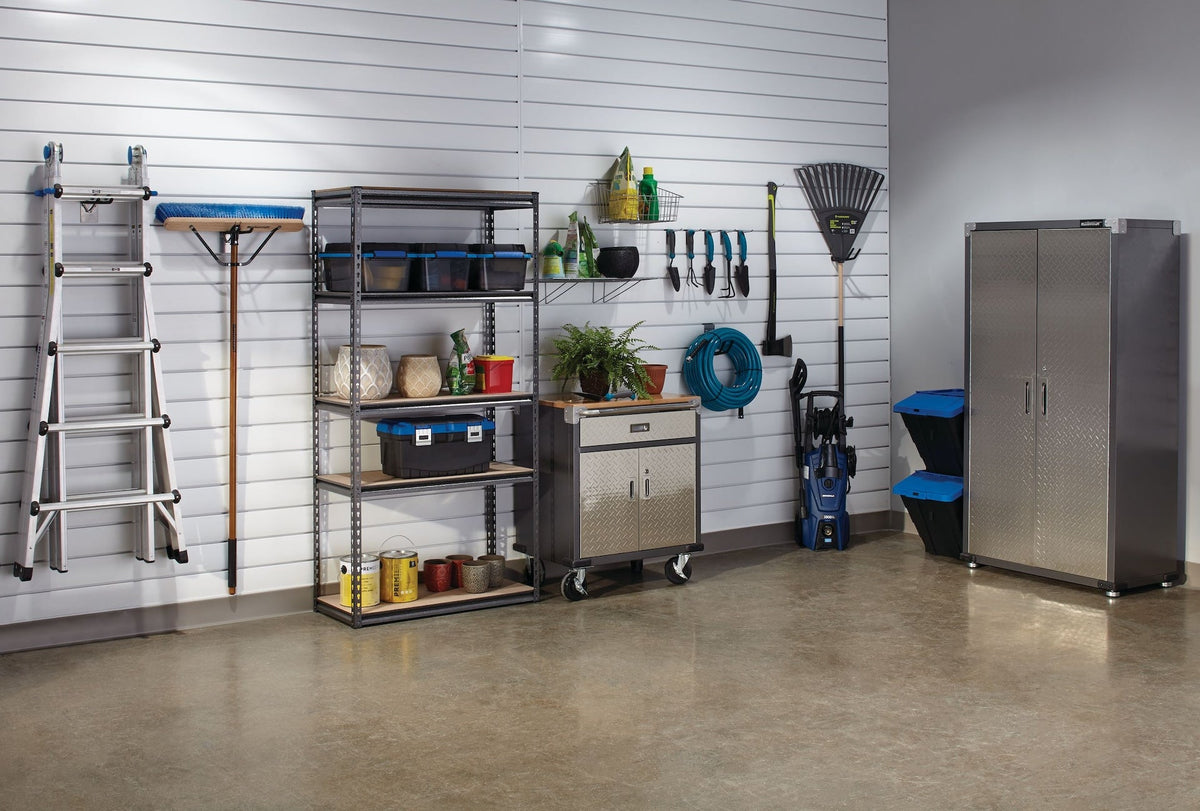 Adjustable 5-Shelf Steel Metal & Wood Storage Rack / Shelving Unit, 36 x 16 x 72-in