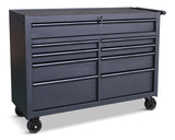 Rolling Tool Storage Cabinet with 9 Drawers, Black, 52-in