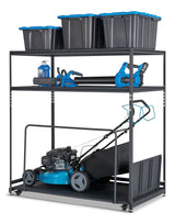 Seasonal Storage Rack with Rolling Platform Cart, Black, 65.5-in x 35.5-in x 68-in