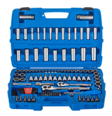 Socket Set, 128-pc, SAE / Metric, CRV, Nickel-Chrome Plating