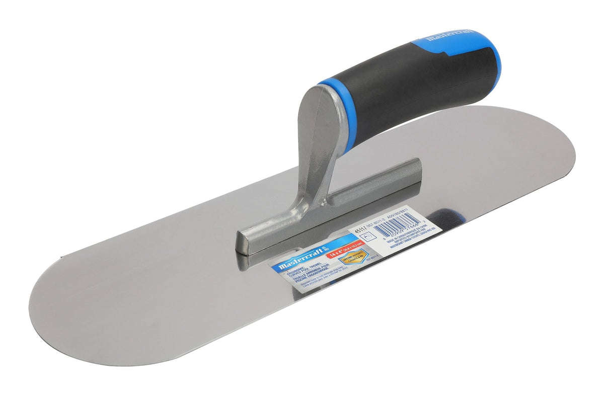 Steel Curved Pool Trowel with Comfort Grip For Masonry & Concrete Work, 4 x 14-in