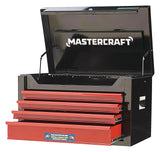 Tool Chest with 4 Drawers, Black & Red, 26-in