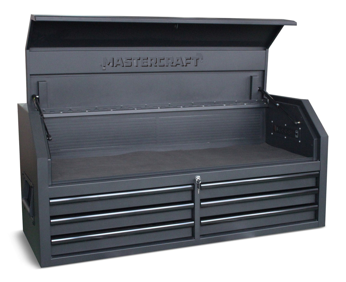Tool Chest with 6 Drawers, Power Bar with USB, Black, 52-in