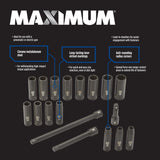 MAXIMUM 1/2-in Drive Professional Grade Impact Sockets Set, 18-pc, Metric