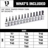 MAXIMUM 3/8-in Drive Tamper Proof Star-drive Bit Socket Set, Heat-Treated, 13-pc