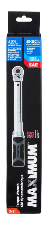 MAXIMUM 3/8-in Drive Torque Wrench, 50-250 in-lbs