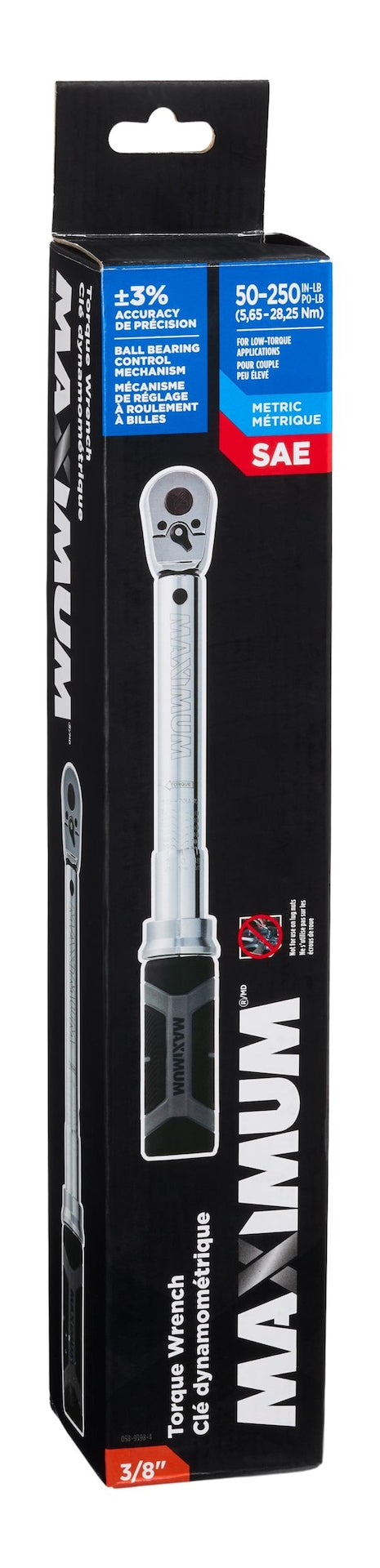 MAXIMUM 3/8-in Drive Torque Wrench, 50-250 in-lbs