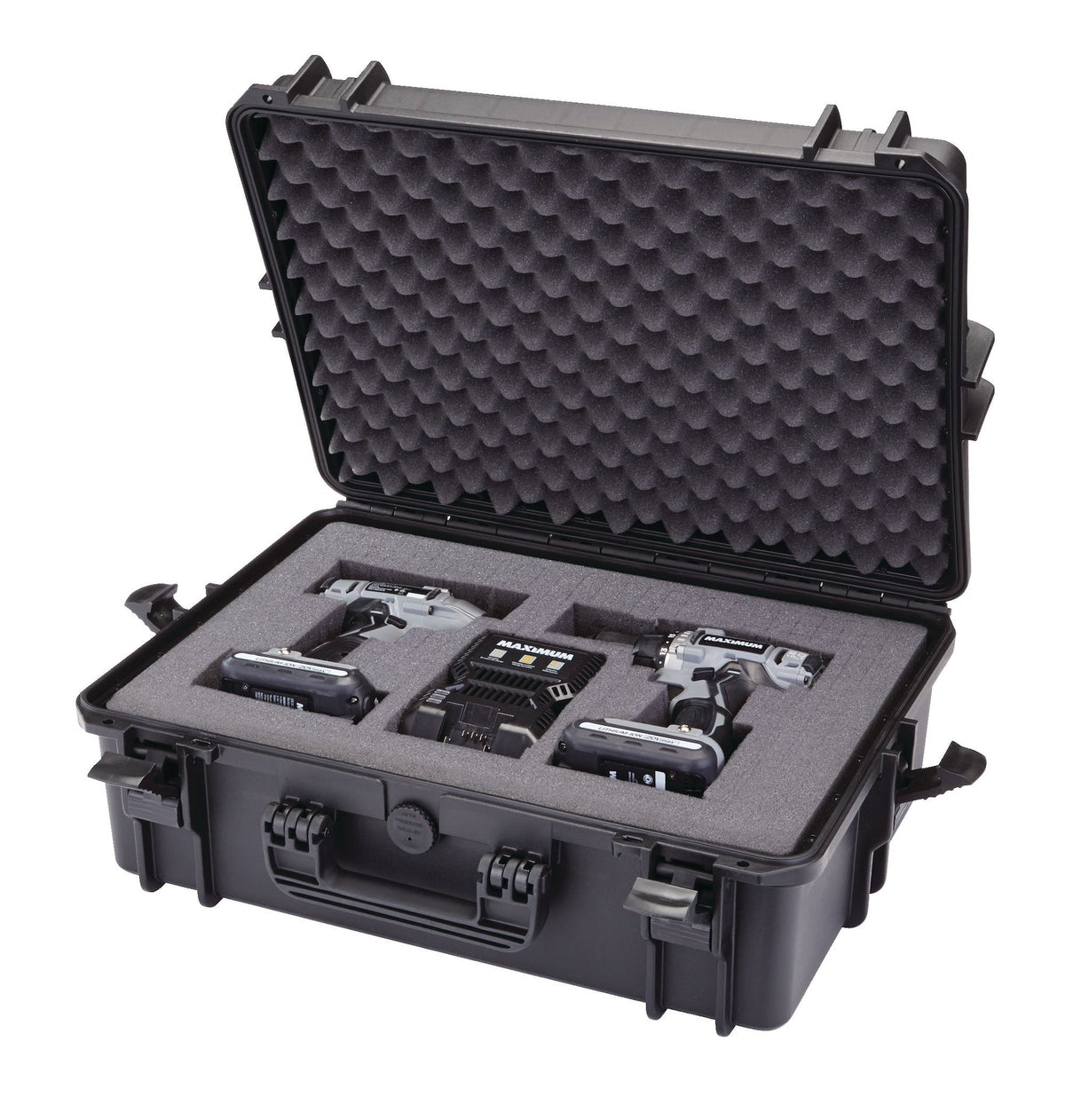 MAXIMUM Portable IP67 Waterproof Case/Tool Box with Foam Layers, Black, Large, 22-in