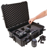 MAXIMUM Portable IP67 Waterproof Case/Tool Box with Foam Layers, Black, Large, 22-in