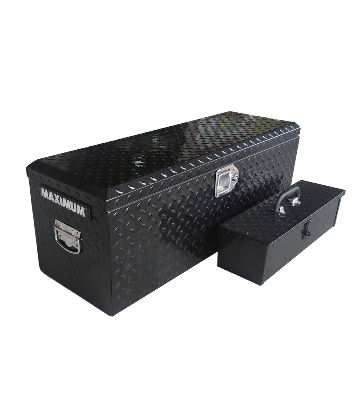 MAXIMUM Truck Chest Box with Portable Tool Box, Black, 35.5-in