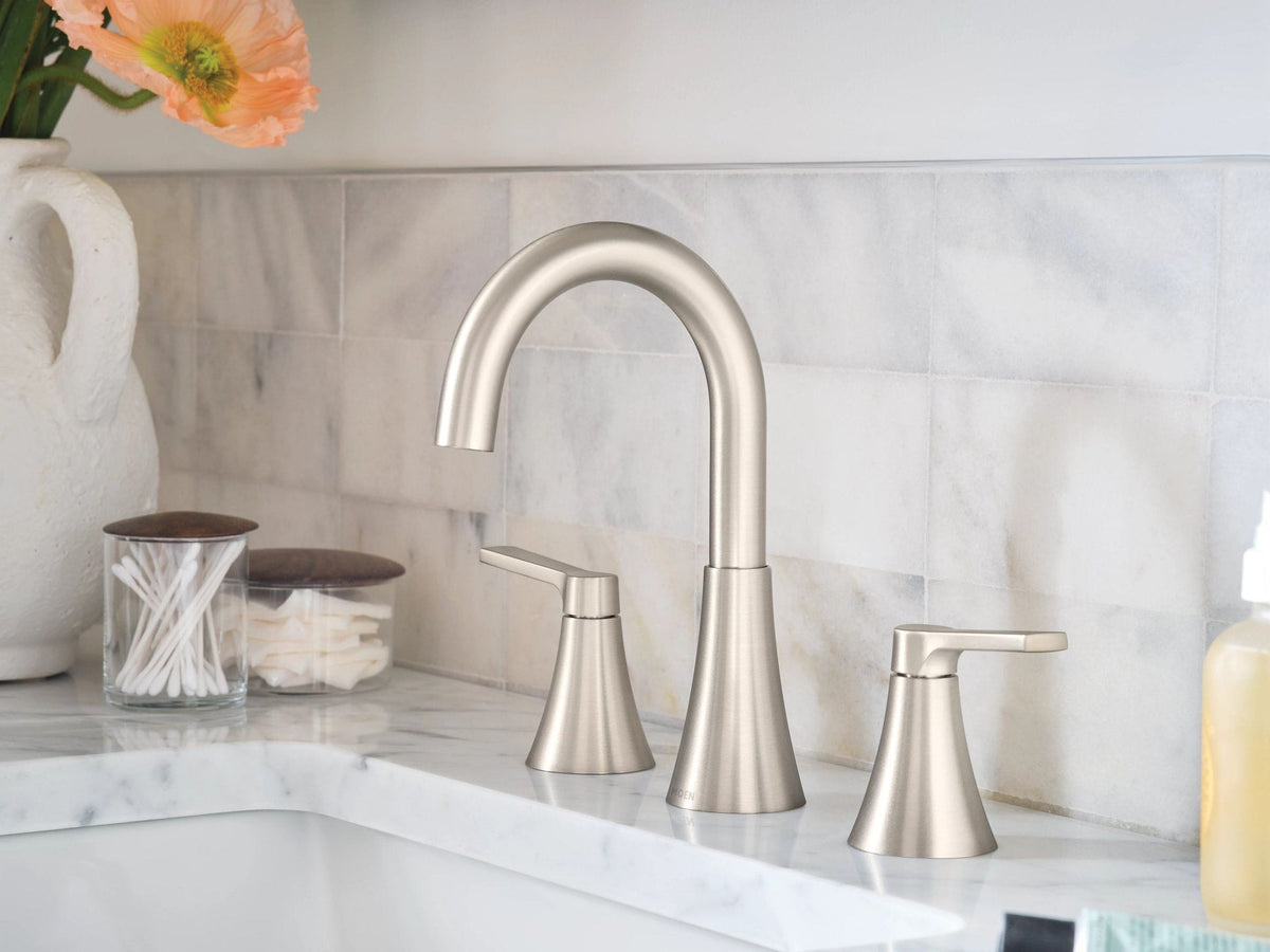 Mikah Double Handle Widespread Bathroom Faucet, Spot-resistant Brushed Nickel
