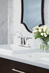 Voss Double Handle High Arc 4-in Centerset Bathroom Sink Faucet, Chrome