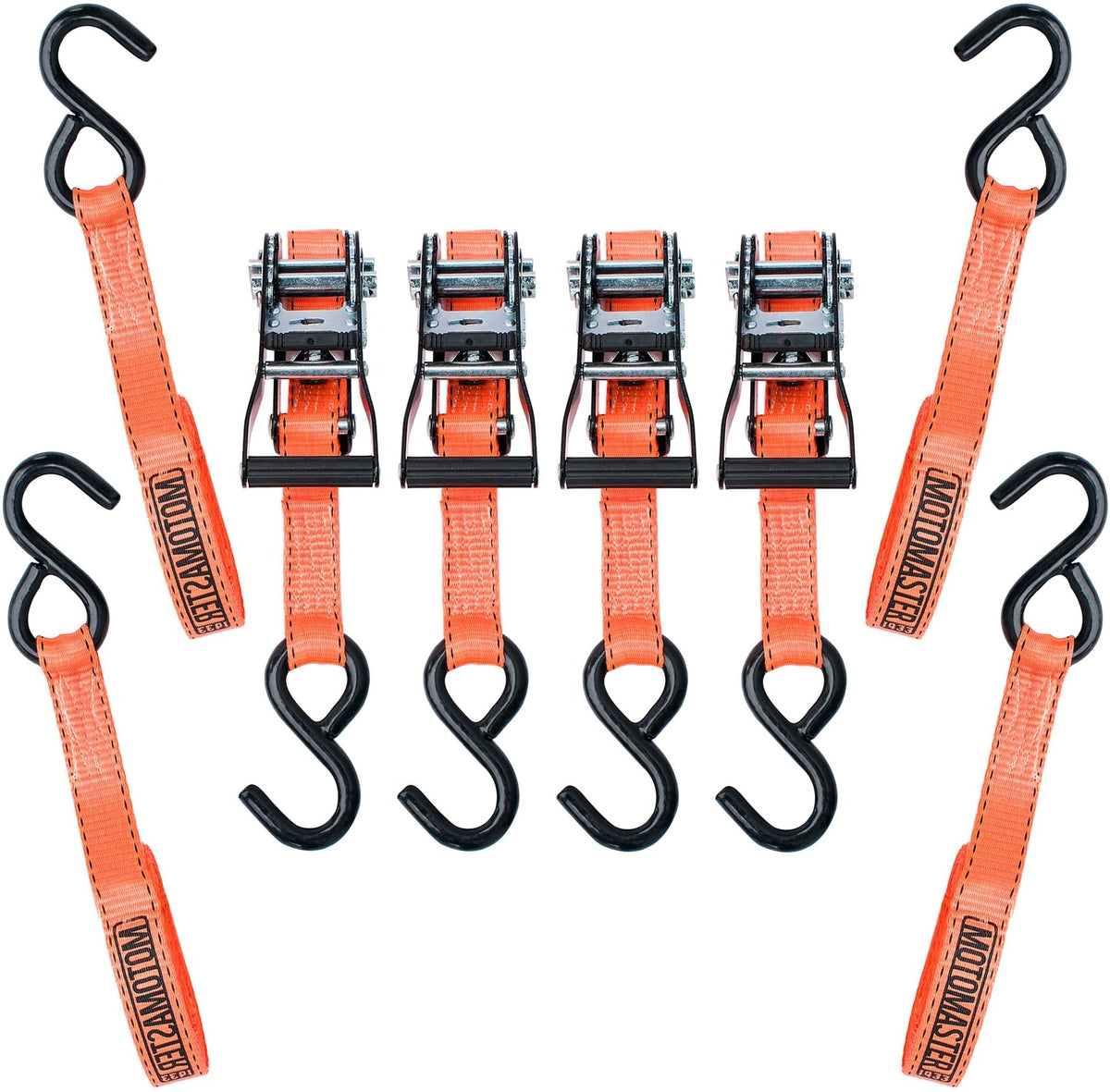 3,000-lb Heavy Duty Ratchet Tie Down Strap, Non-Padded, 1-in x 10-ft, 4-pk
