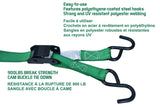 900-lb Cambuckle Tie-Down Straps, Weatherproof, 1-in x 10-ft, 4-pk