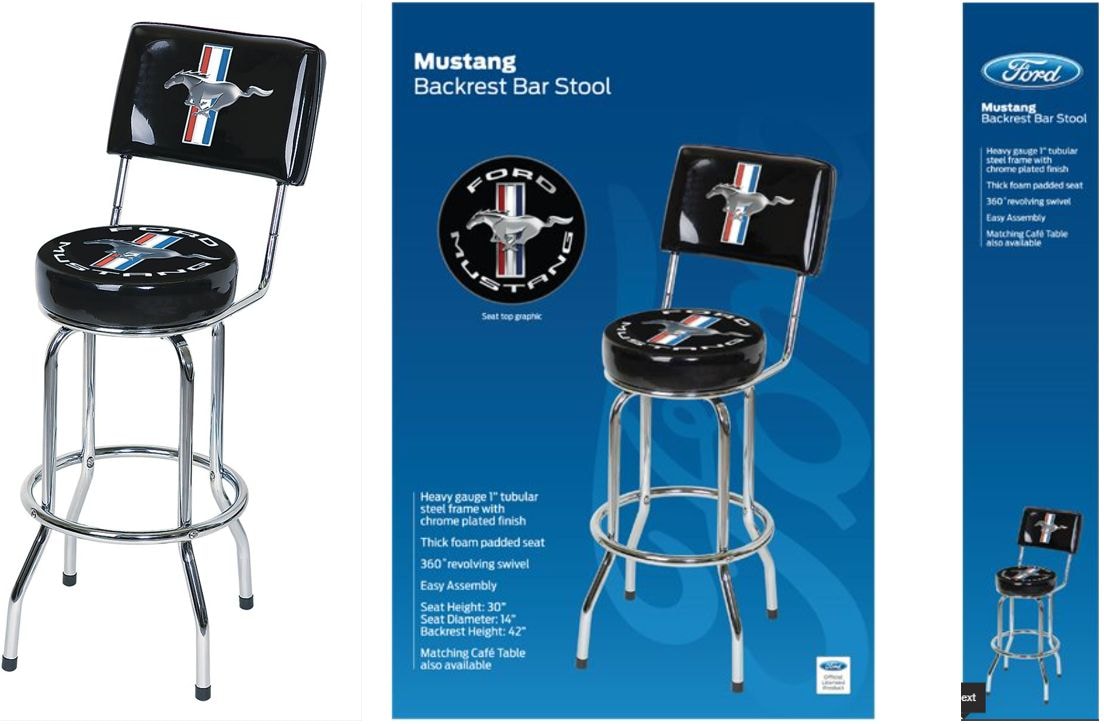 Mustang Swivel Bar Stool with Backrest