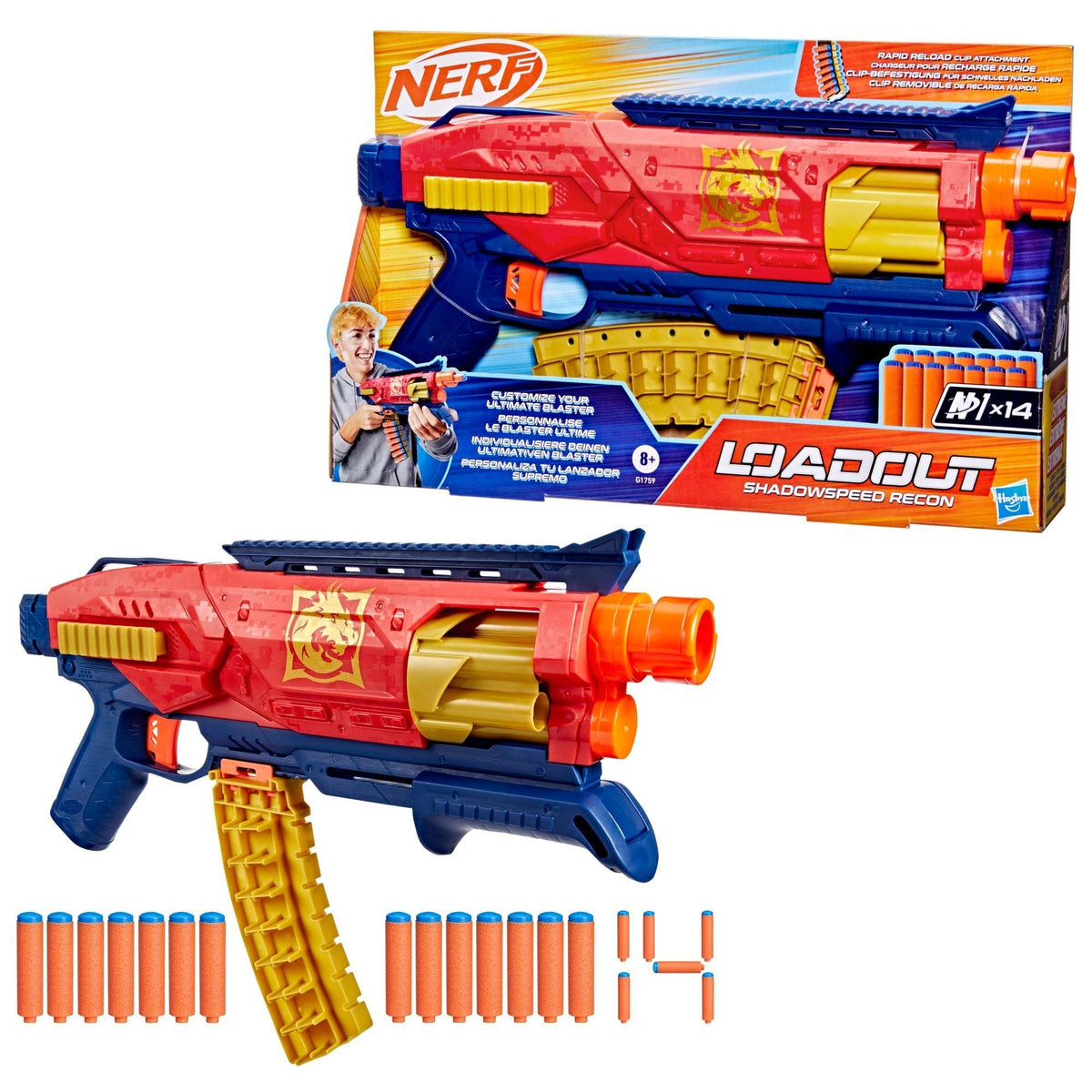 Loadout Shadowspeed Recon Dart Blaster with Dart Storage Attachment and 14 N1 Darts