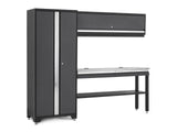Bold 3.0 Series All-in-One Lockable Steel Garage Cabinetry Set with Stainless Steel Top, Grey, 90-in x 18-in x 72-in, 4-pc
