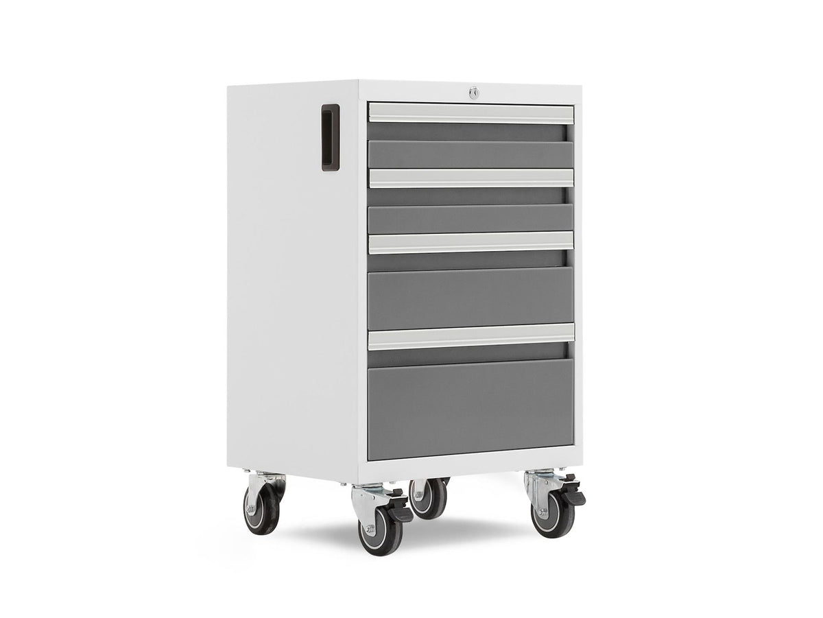 Bold 3.0 Series Lockable 4-Drawer Rolling Tool Cabinet, Fully-Welded, 600-lb Capacity, White/Platinum, 21-in