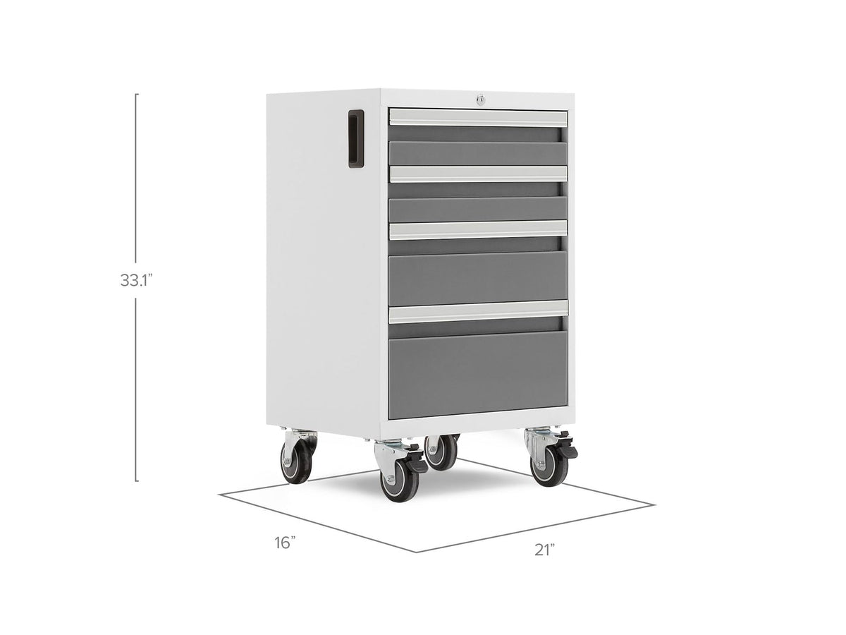Bold 3.0 Series Lockable 4-Drawer Rolling Tool Cabinet, Fully-Welded, 600-lb Capacity, White/Platinum, 21-in