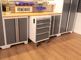 Bold 3.0 Series Lockable 4-Drawer Rolling Tool Cabinet, Fully-Welded, 600-lb Capacity, White/Platinum, 21-in