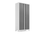 Bold Series Lockable 24-Gauge Steel RTA Storage Locker with 3 Shelves, Platinum/White, 36-in