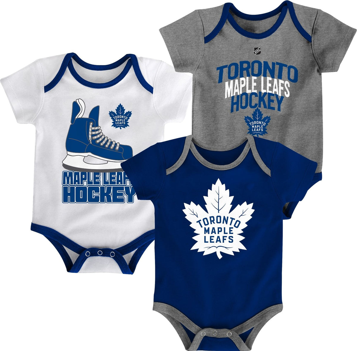 Infant/Baby Bodysuit Onesie, Blue/White/Grey, 3-pk