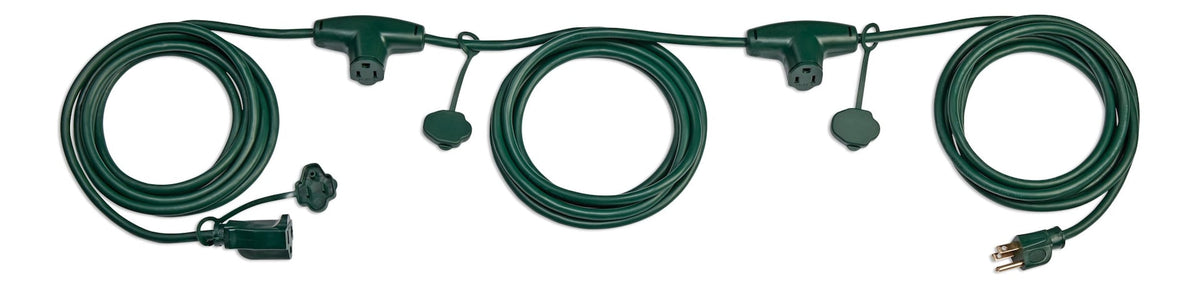 25-ft Outdoor Extension Cord, 3 Outlets, Safety Cover, Green