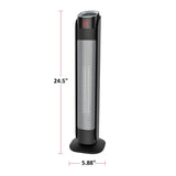 Oscillating Tower Ceramic Heater withRemote Control & Thermostat, 1500W, Black, 24-in