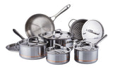 5-Ply Copper Core Stainless Steel Cookware Set, Oven Safe, 12-pc