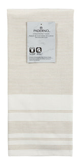 All-Purpose Striped Cotton Kitchen Towels, Beige, 2-pk