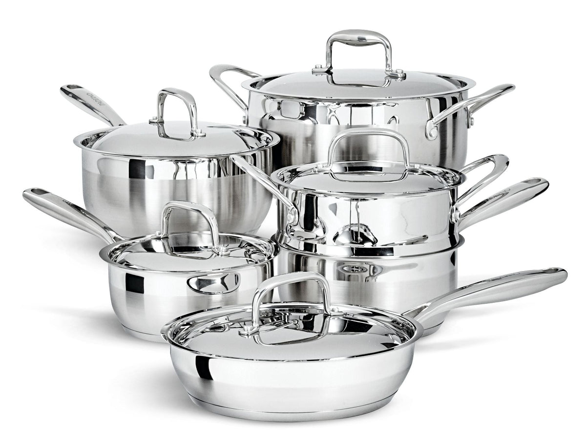 Canadian Classic Stainless Steel Cookware Set, Dishwasher & Oven Safe, 11-pc