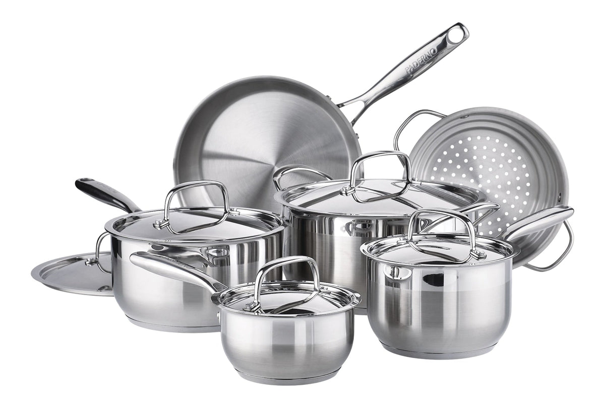 Canadian Classic Stainless Steel Cookware Set, Dishwasher & Oven Safe, 11-pc