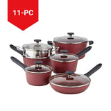 Classic Cookware Set, Non-Stick, Maroon, 11-pc