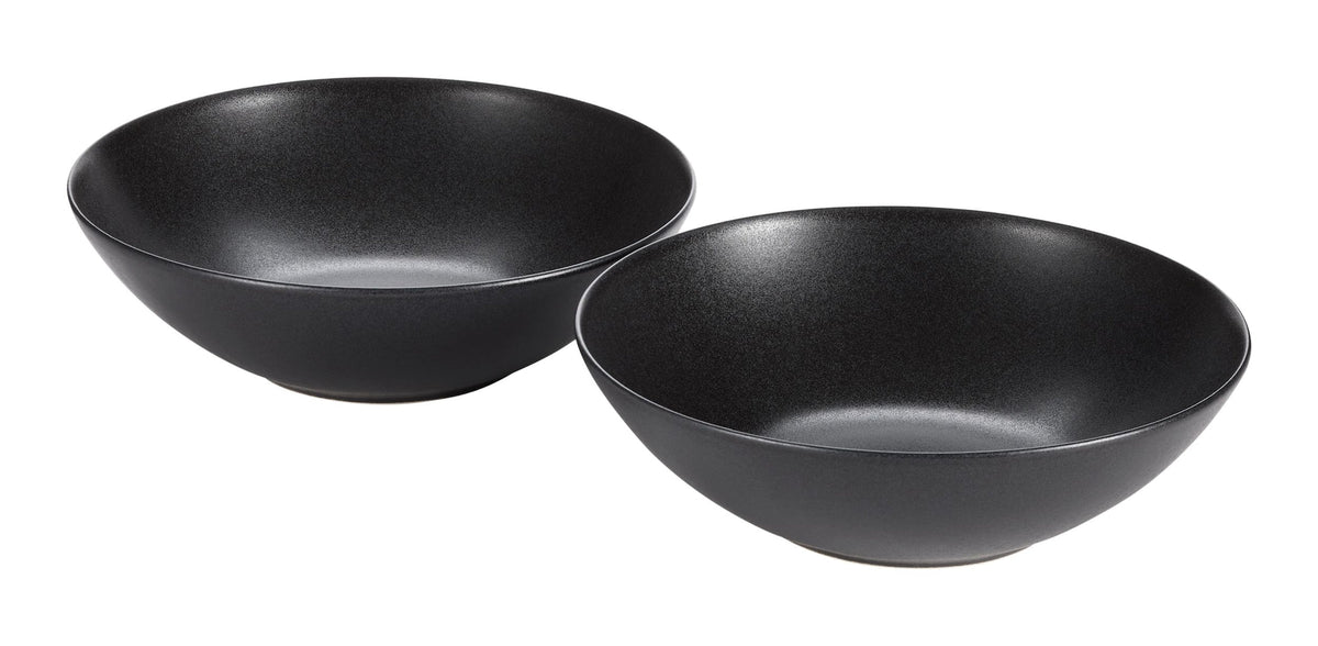 Dorset Large Coupe Stoneware Bowl Set, Oven Safe, 2-pk, Black Reactive