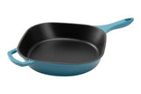 Enameled Cast Iron Frying Pan, Turquoise Blue, 10-in