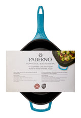 Enameled Cast Iron Frying Pan, Turquoise Blue, 10-in
