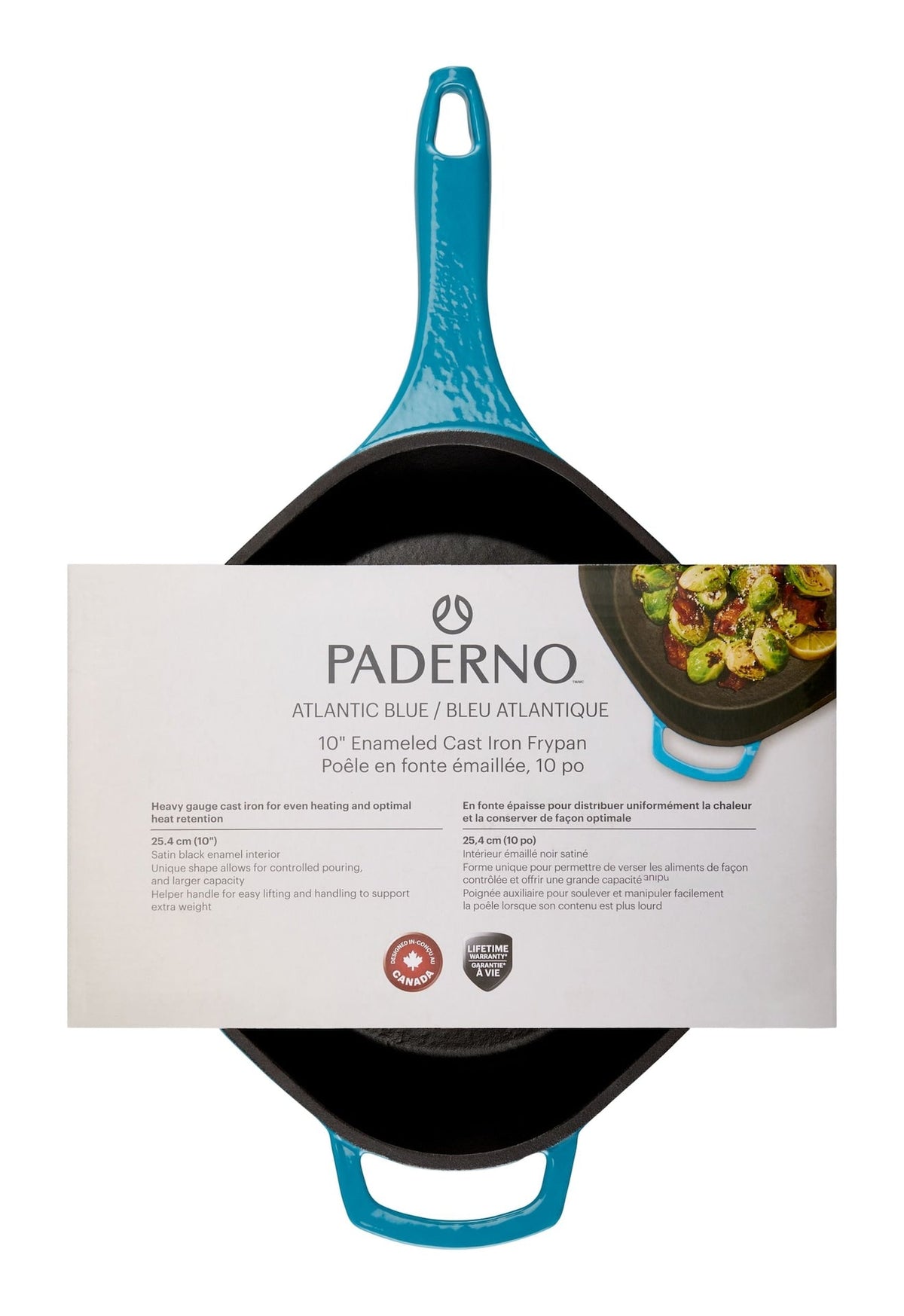 Enameled Cast Iron Frying Pan, Turquoise Blue, 10-in