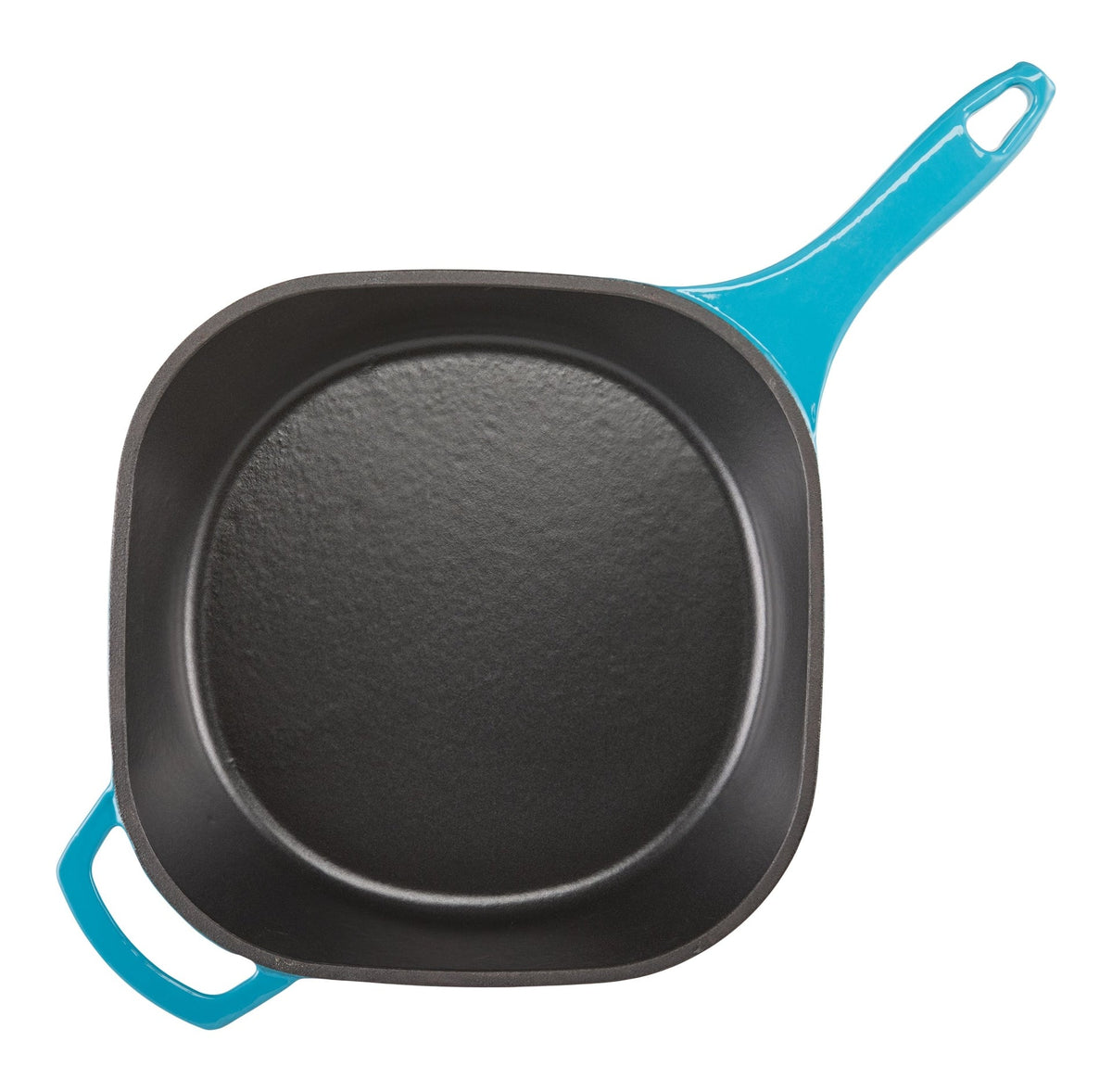 Enameled Cast Iron Frying Pan, Turquoise Blue, 10-in