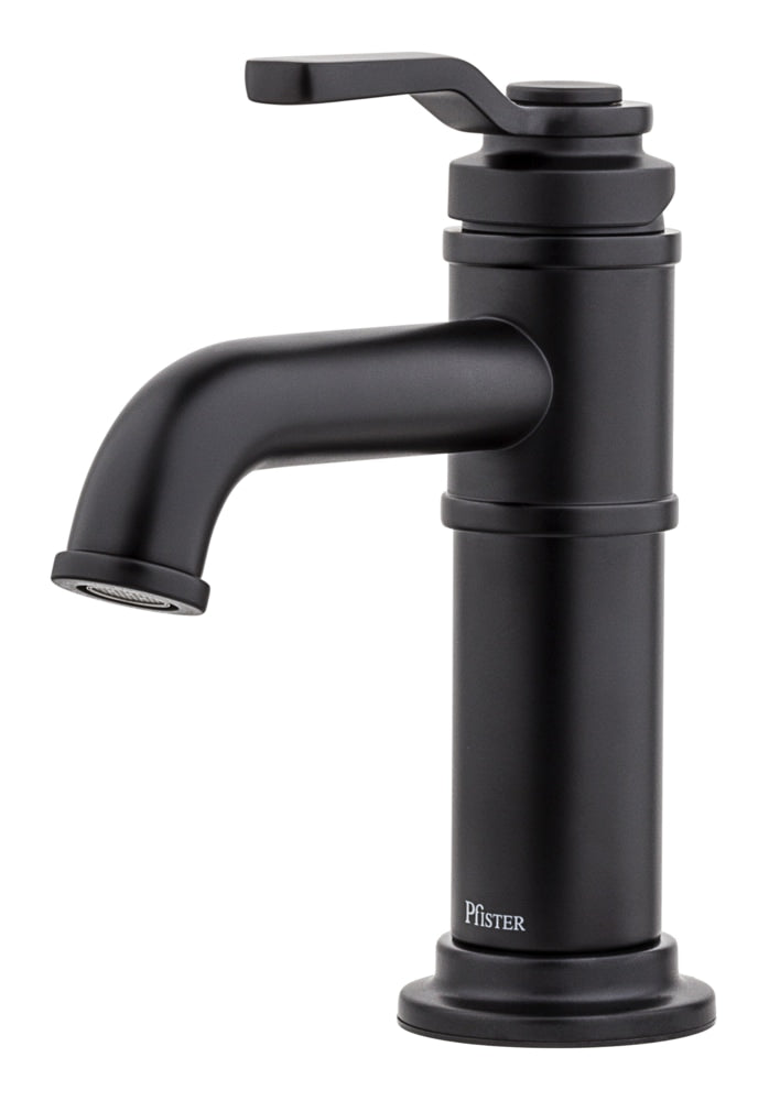 Breckenridge Single Handle High Arc Bathroom Sink Faucet, Push & Seal Drain, WaterSense Certified, Black