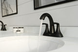 Rancho Double Handle 4-in Centreset Bathroom Sink Faucet Push & Seal Drain, WaterSense Certified, Matte Black