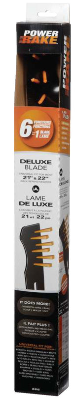 Power Rake Universal 6-in-1 Replacement Lawn Mower Blade, 21-in/22-in, Removable Tines