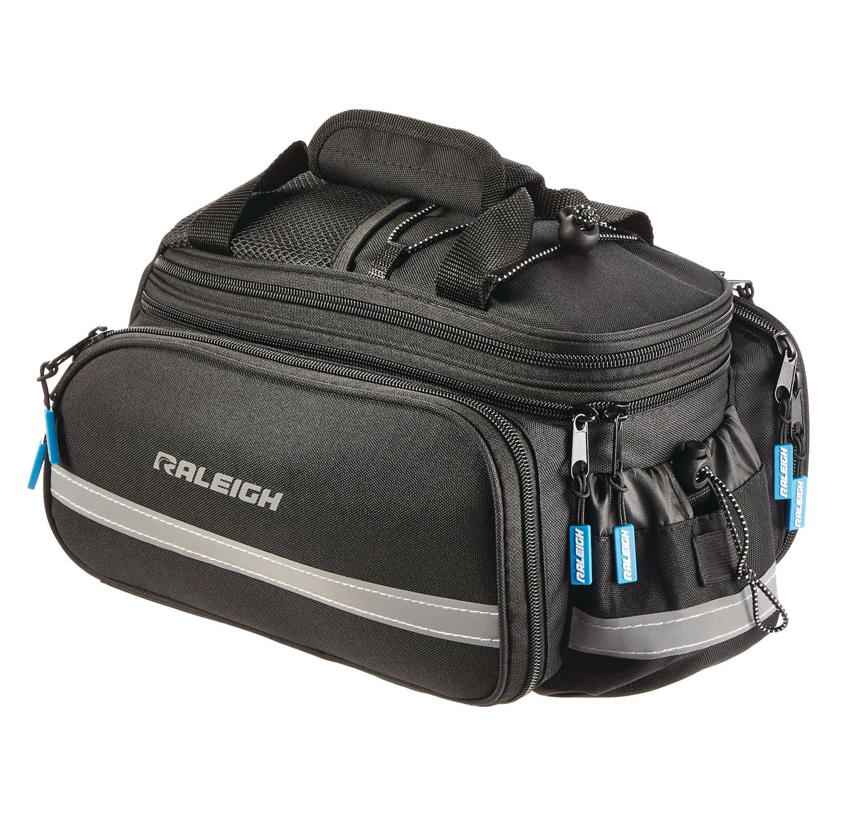 Expandable Rack Top Bike Bag withRemovable Carry Strap & Reflective Strip, Black